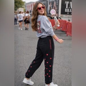 Taylor Swift Red Era Sweatpants Hearts Joggers Official Merch Sz S Cozy Swiftie